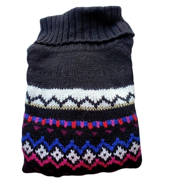 VINTAGE Grandma Print Black White Pink Fisherman TurtleNeck Women's Sweater. M - Picture 6 of 6